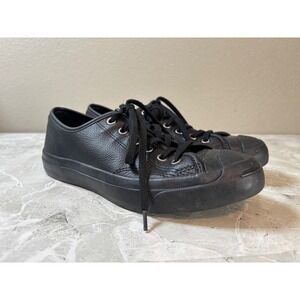 Converse Jack Purcell Ox Leather Sneakers‎ Triple Black Rare Low Top W 7.5 M 6